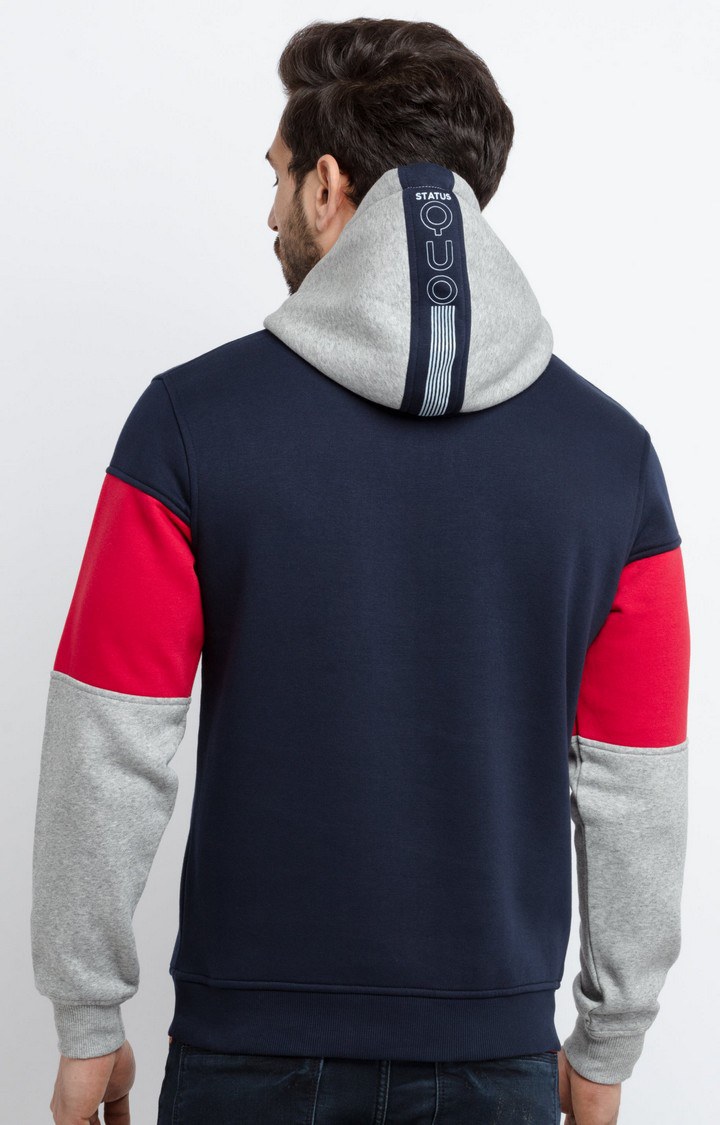 Men's Grey Polycotton Colourblock Hoodies