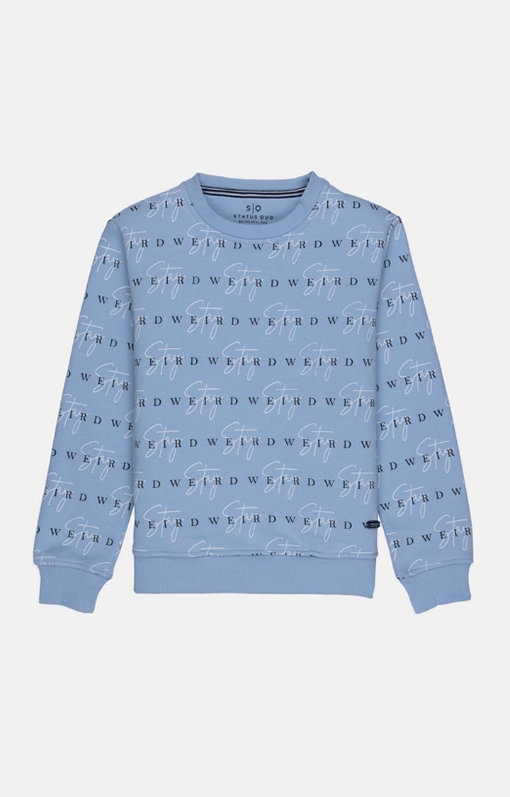 Status Quo | Boy's Blue Cotton Printed Sweatshirts 0
