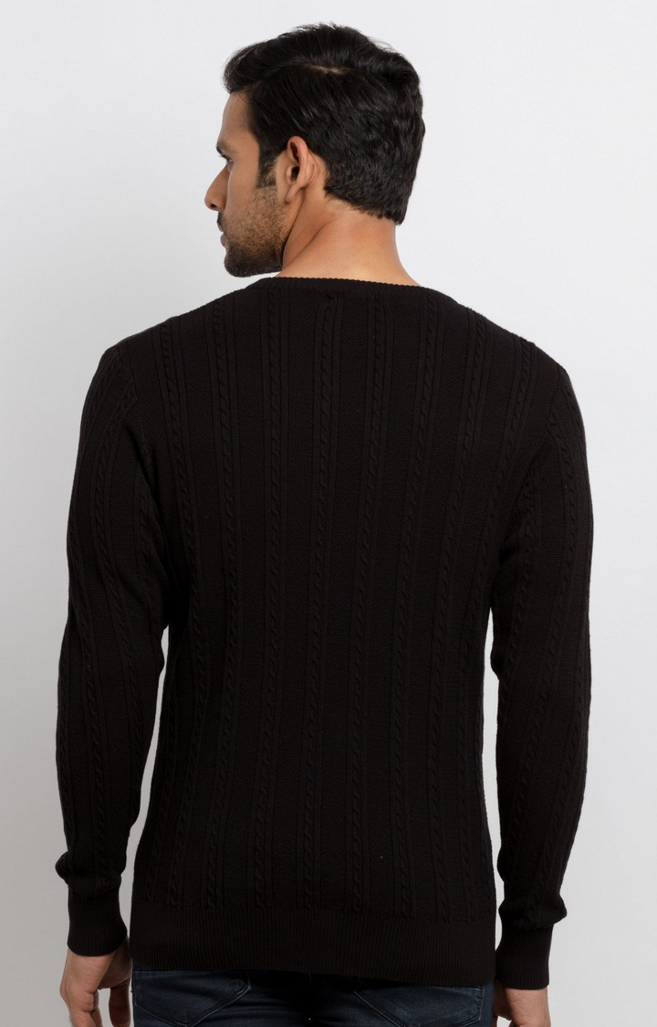 Status Quo | Men's Black Cotton Knitted Sweaters 3