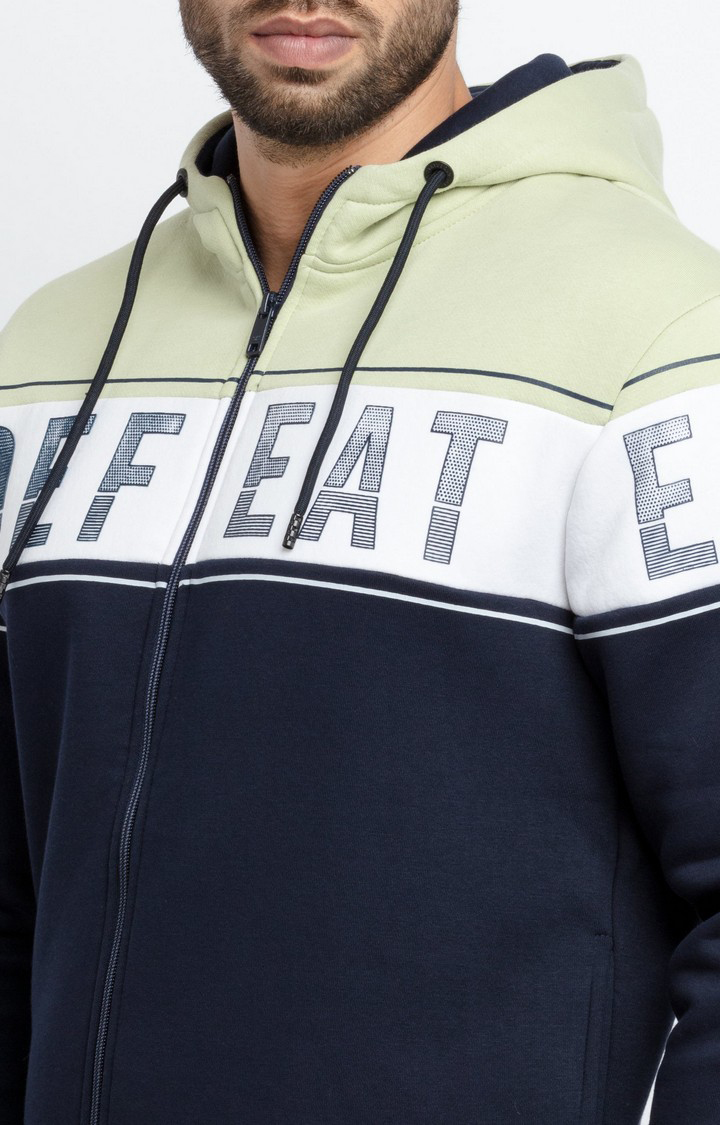 Men's Green Polycotton Colourblock Hoodies
