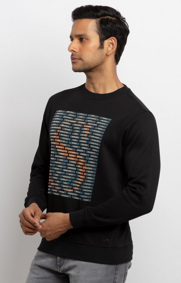 Status Quo | Men's Black Polycotton Solid Sweatshirts 2