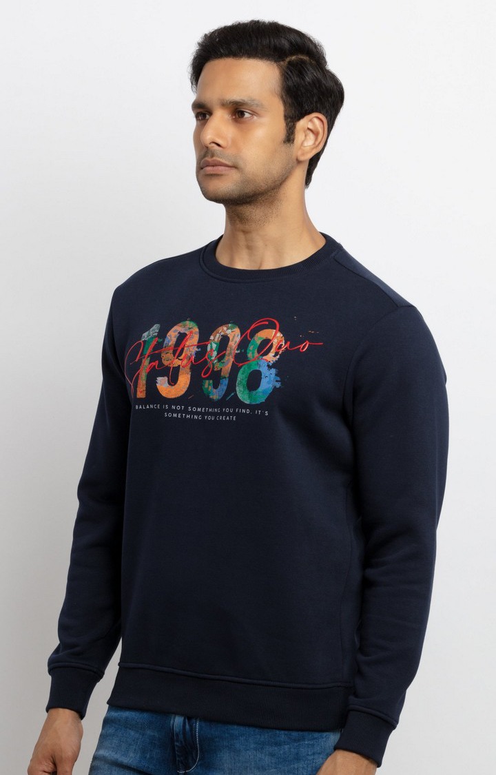 Men's Blue Polycotton Solid Sweatshirts