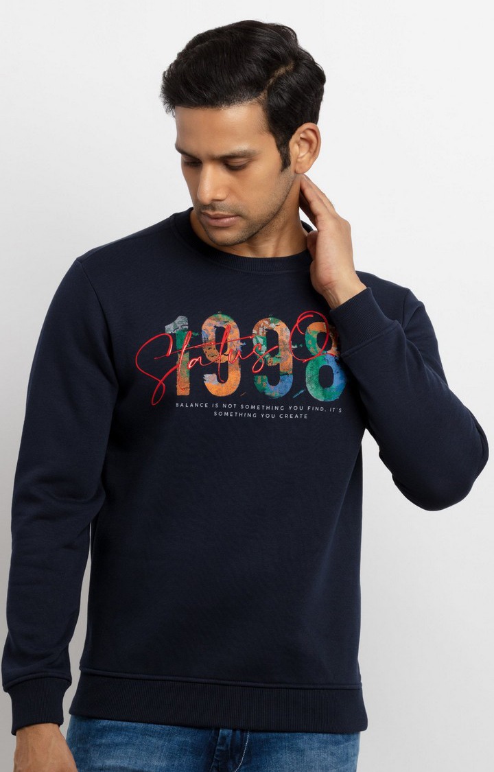 Men's Blue Polycotton Solid Sweatshirts