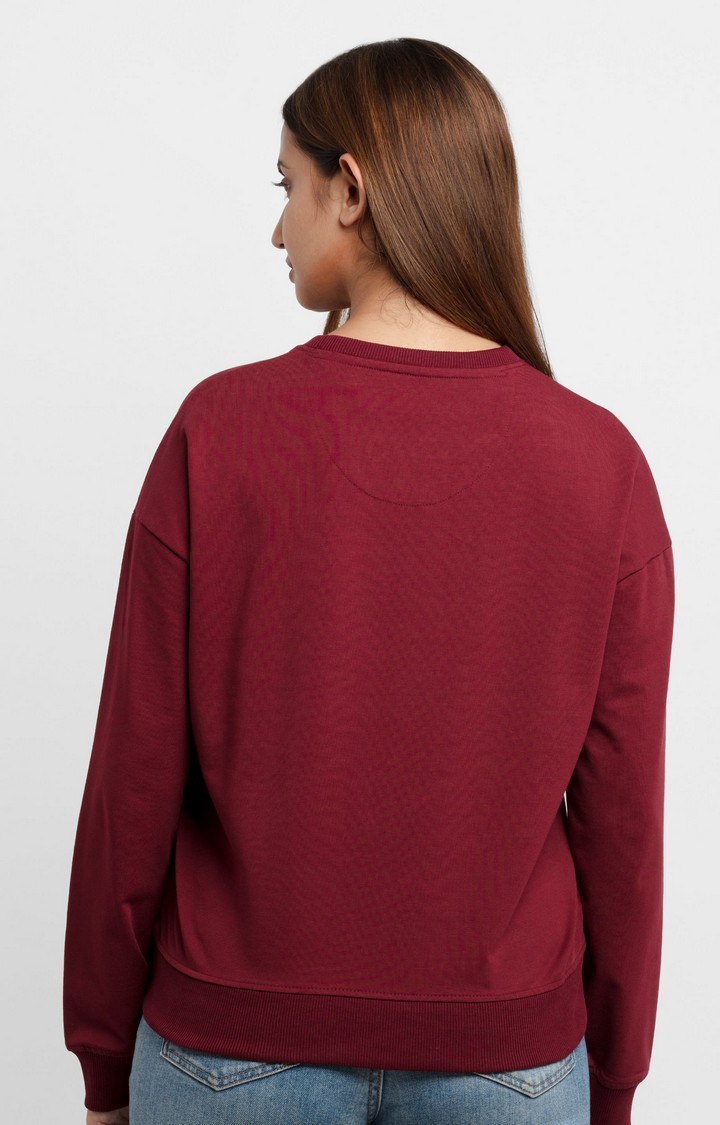 Status Quo | Women's Red Cotton Printed Sweatshirts 3