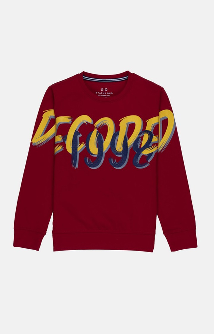 Boy's Red Viscose Solid Sweatshirts