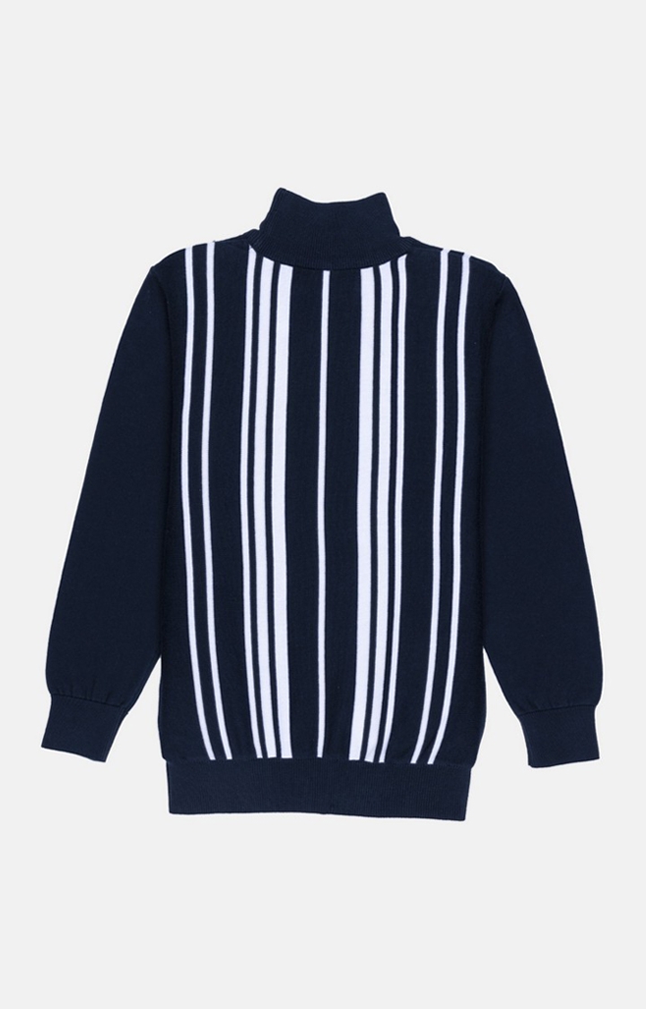 Status Quo | Boy's Blue Cotton Striped Sweaters 1