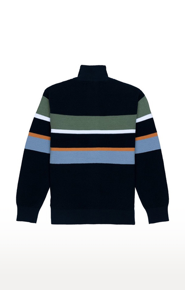 Status Quo | Boy's Blue Cotton Striped Sweaters 1