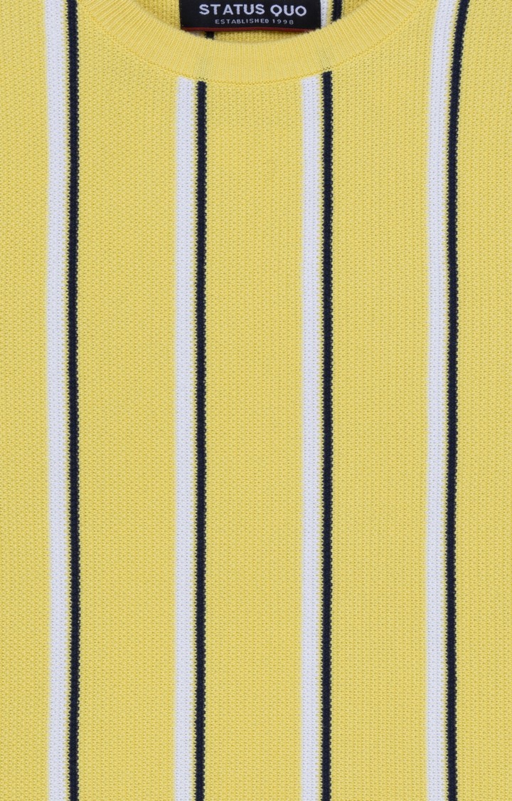 Status Quo | Boy's Yellow Cotton Striped Sweaters 2