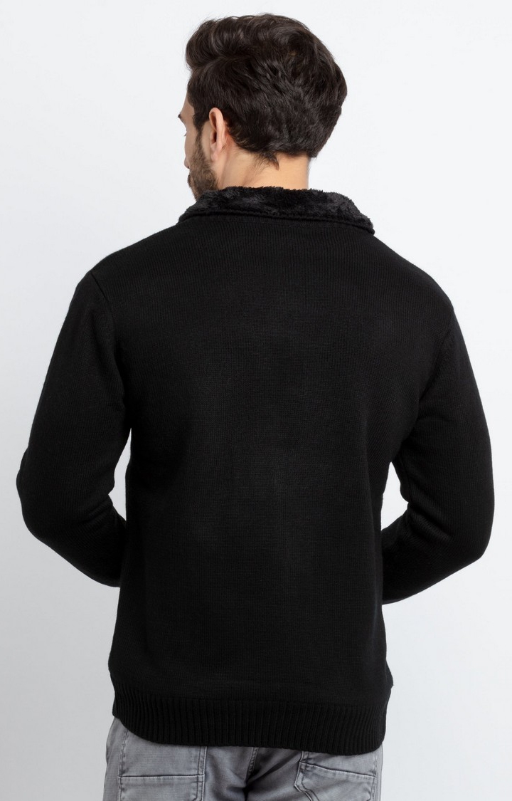Status Quo | Men's Black Acrylic Solid Sweaters 3