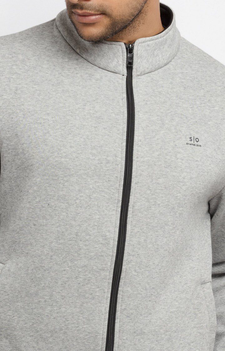 Men's Grey Polyester Solid Sweatshirts