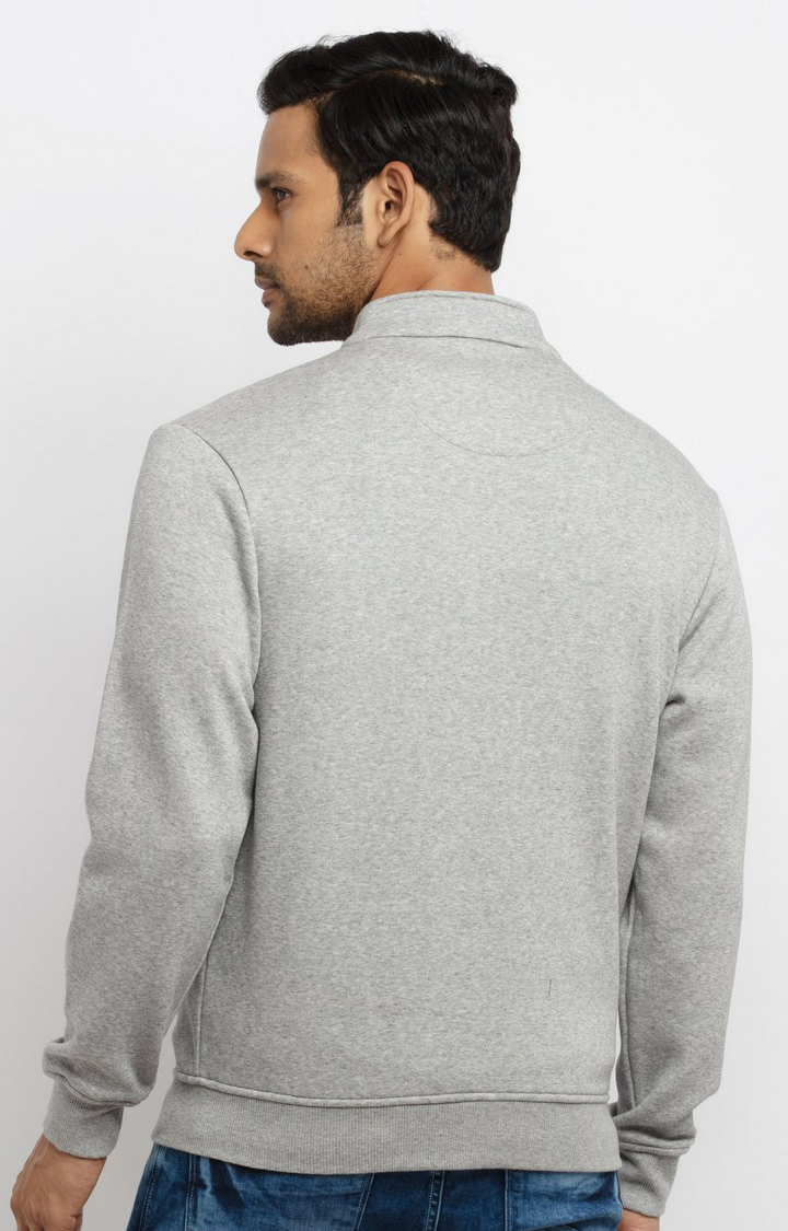 Men's Grey Polyester Solid Sweatshirts