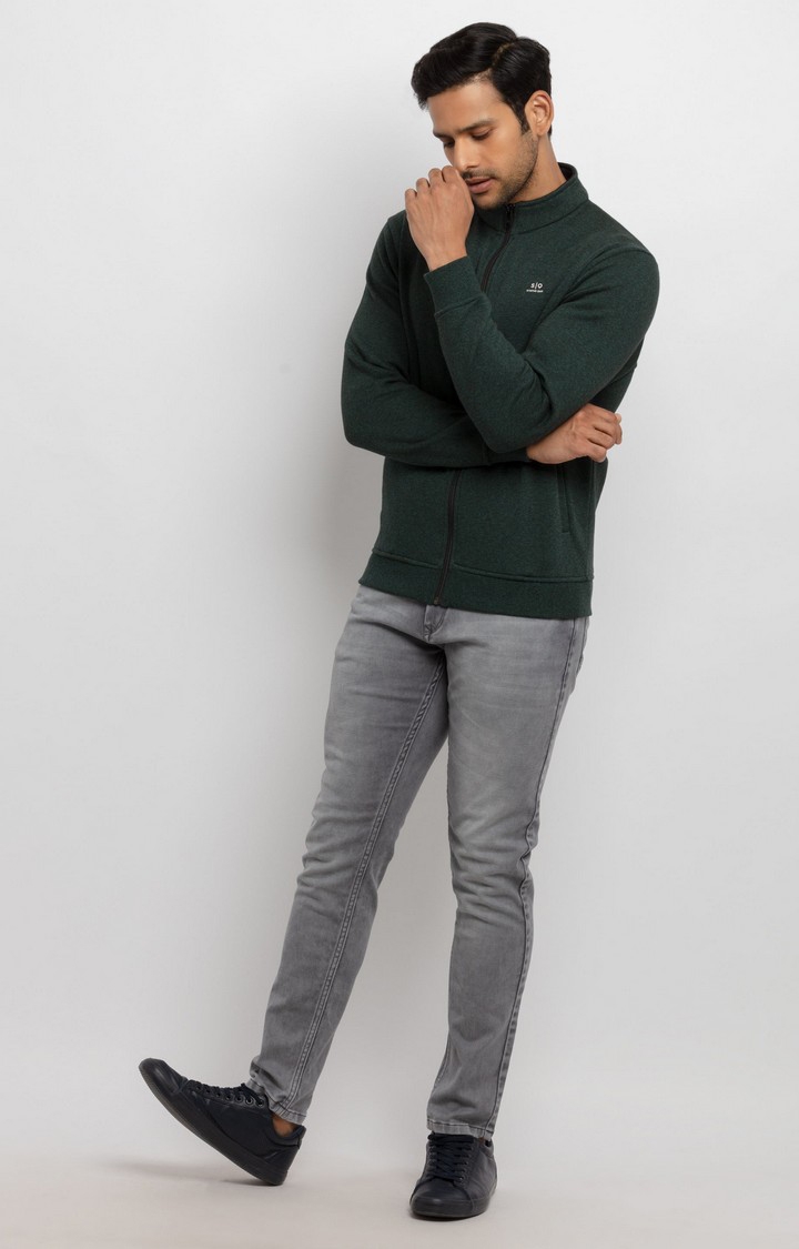 Status Quo | Men's Green Polyester Solid Sweatshirts 1