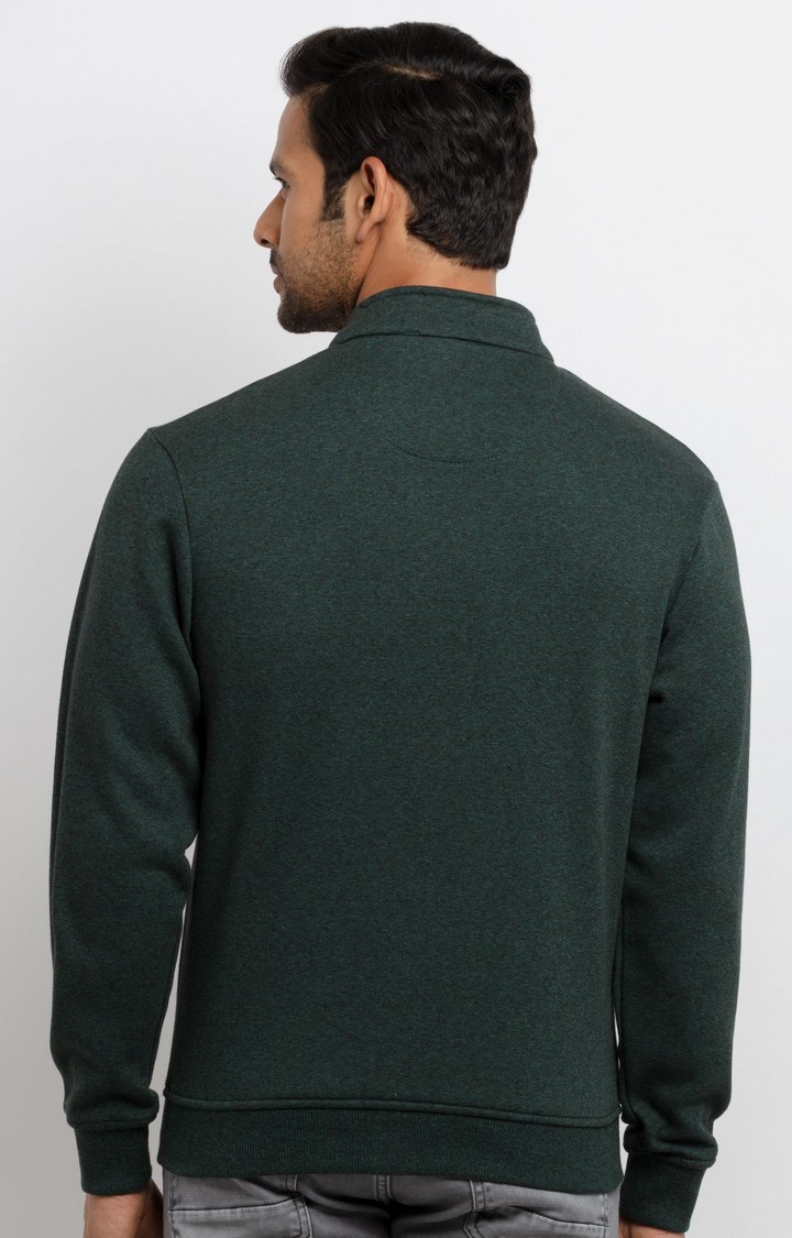 Status Quo | Men's Green Polyester Solid Sweatshirts 3