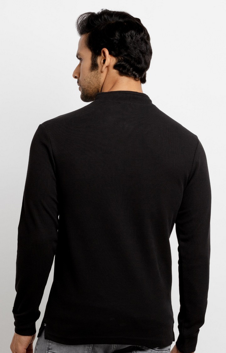Status Quo | Men's Black Polyester Solid Polos 3