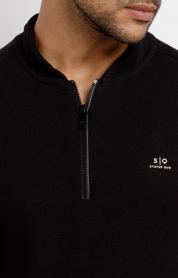 Status Quo | Men's Black Polyester Solid Polos 4
