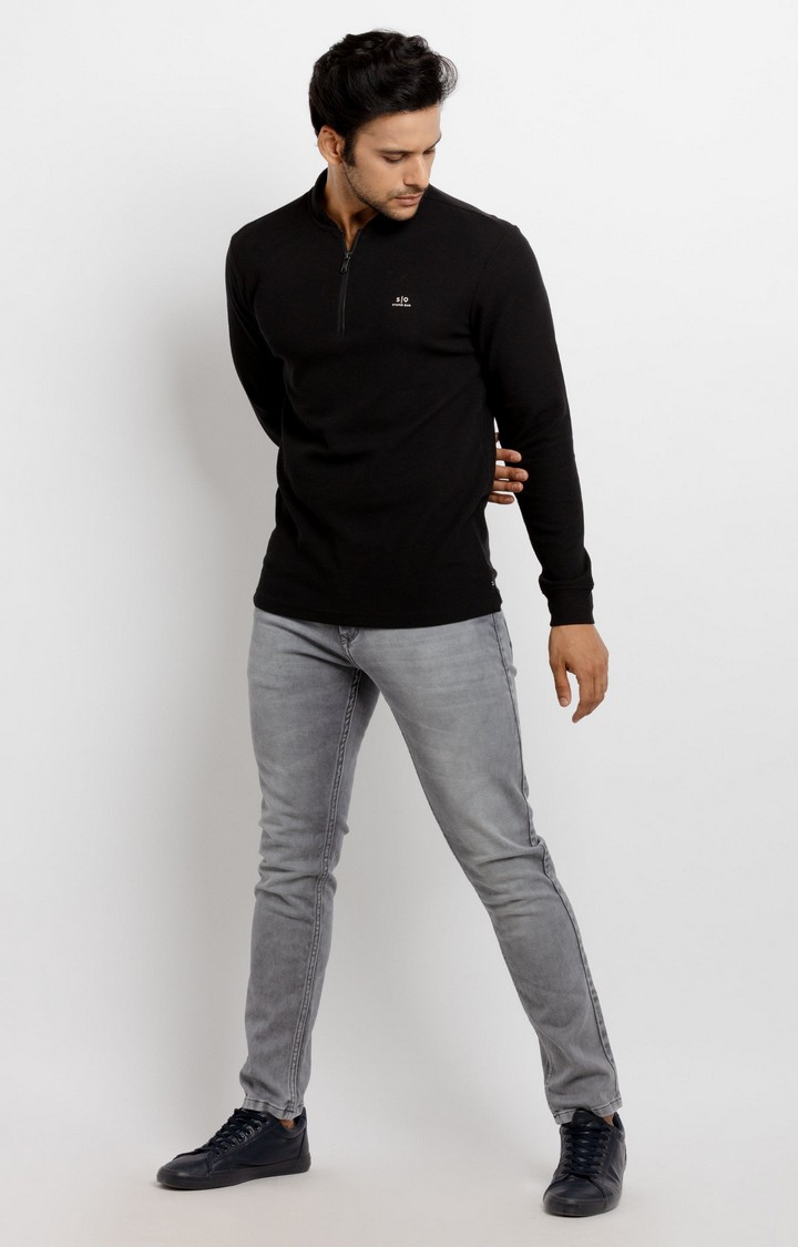 Status Quo | Men's Black Polyester Solid Polos 1