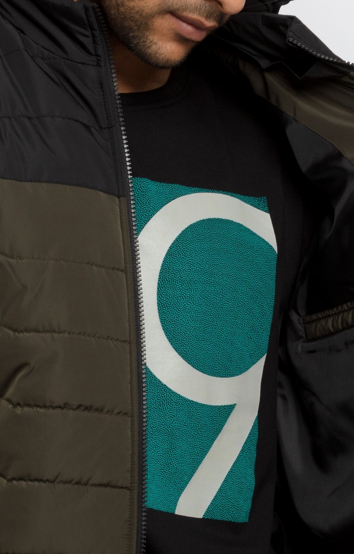 Status Quo | Men's Green Polyester Quilted Bomber Jackets 5