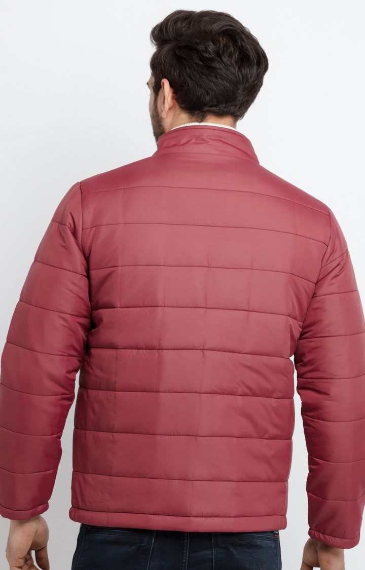 Status Quo | Men's Red Polyester Quilted Bomber Jackets 3