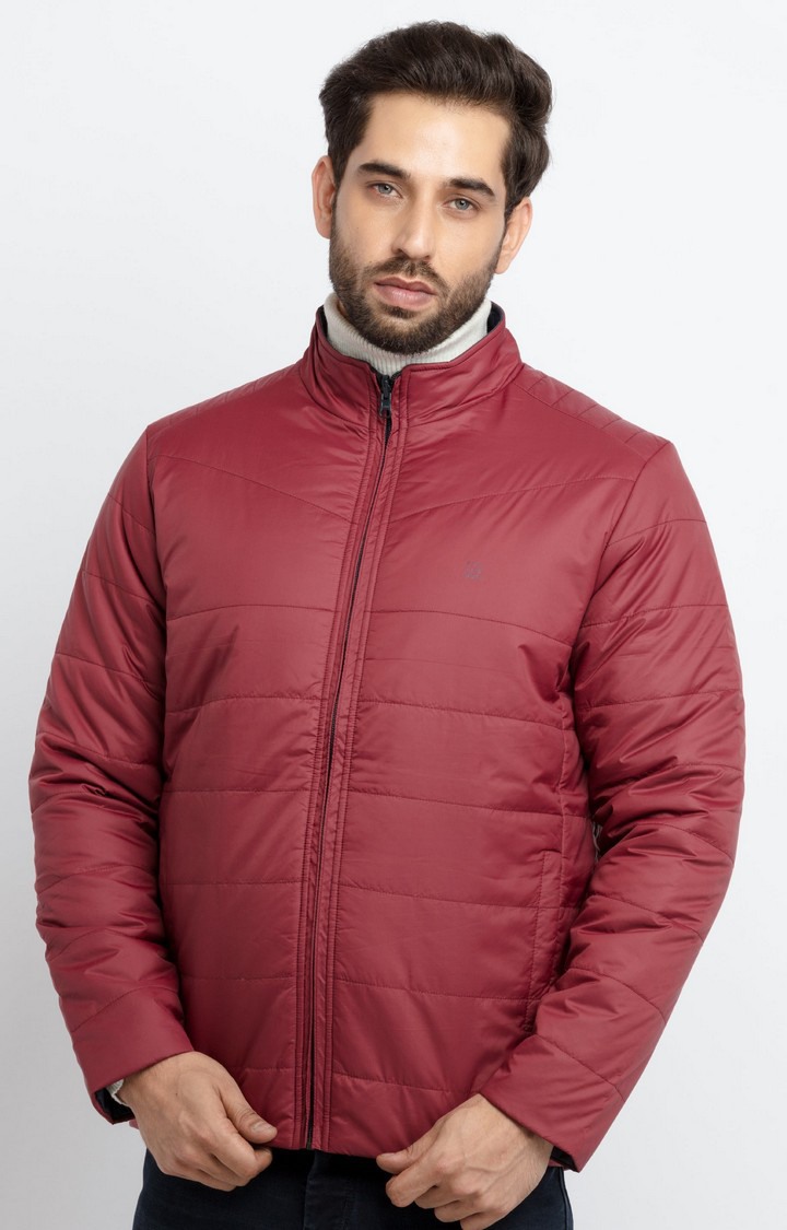 Men's Blue Polyester Quilted Bomber Jackets