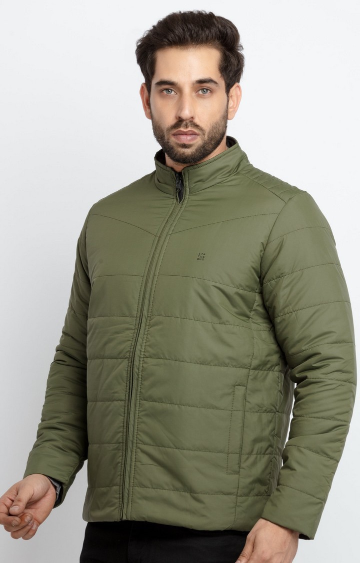 Men's Black Polyester Quilted Bomber Jackets