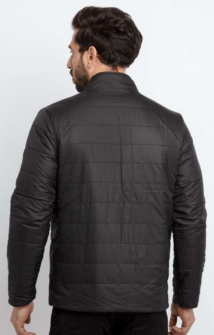Men's Black Polyester Quilted Bomber Jackets