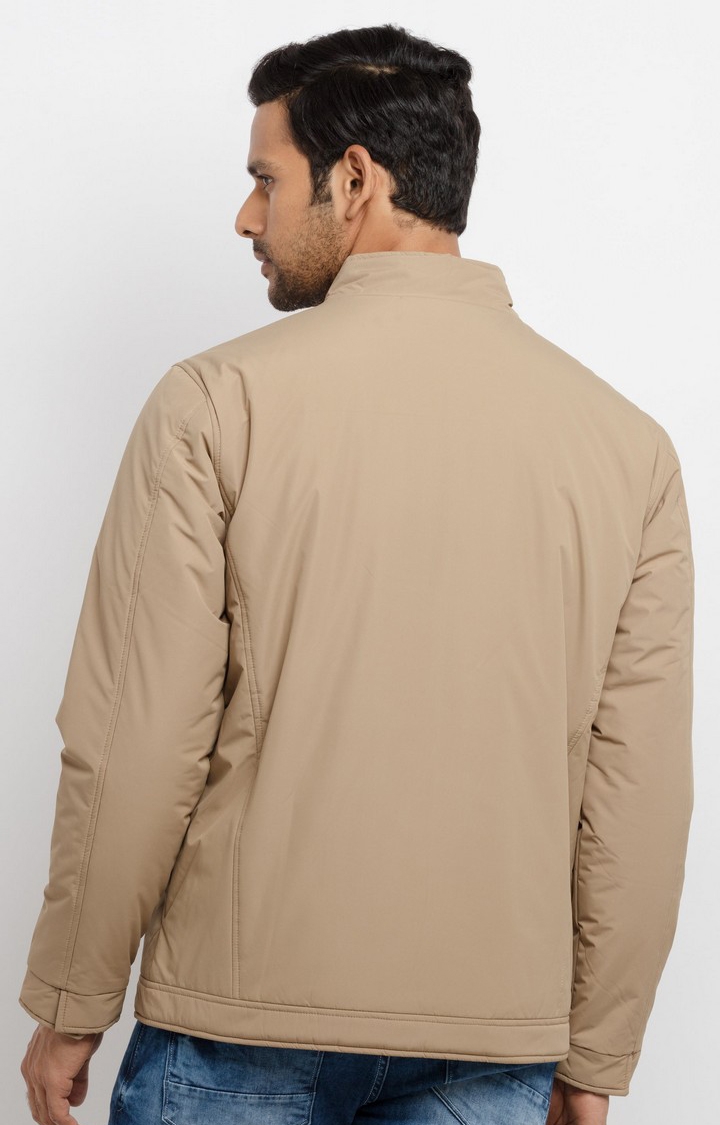 Status Quo | Men's Beige Polyester Quilted Bomber Jackets 7
