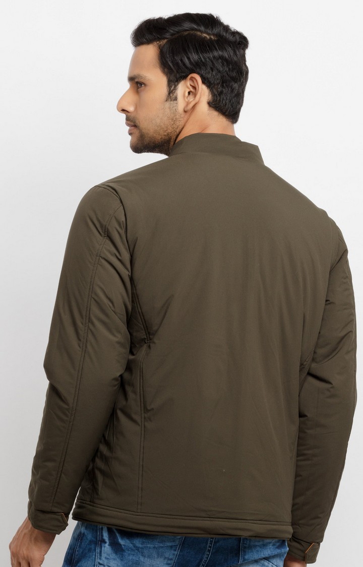 Status Quo | Men's Green Polyester Quilted Bomber Jackets 7