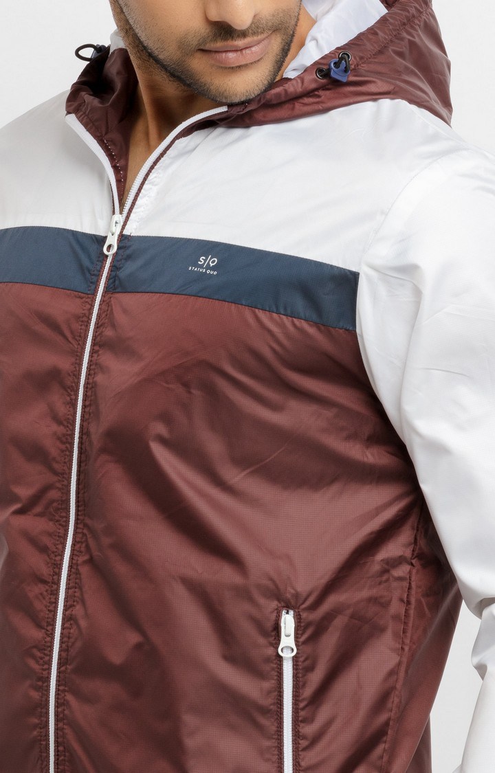 Men's Brown Polyester Colourblock Activewear Jackets