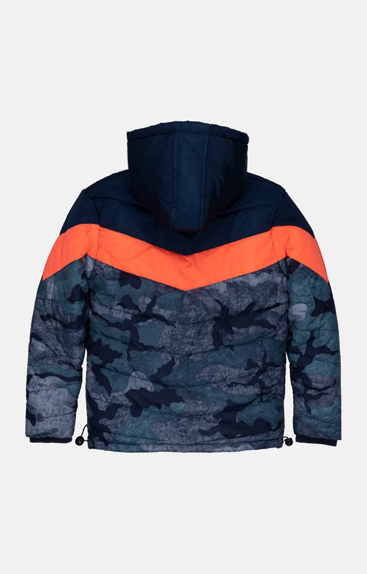 Boy's Blue Polyester Colourblock Bomber Jackets