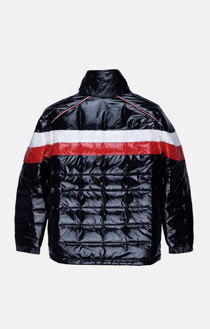 Boy's Black Polyester Colourblock Bomber Jackets