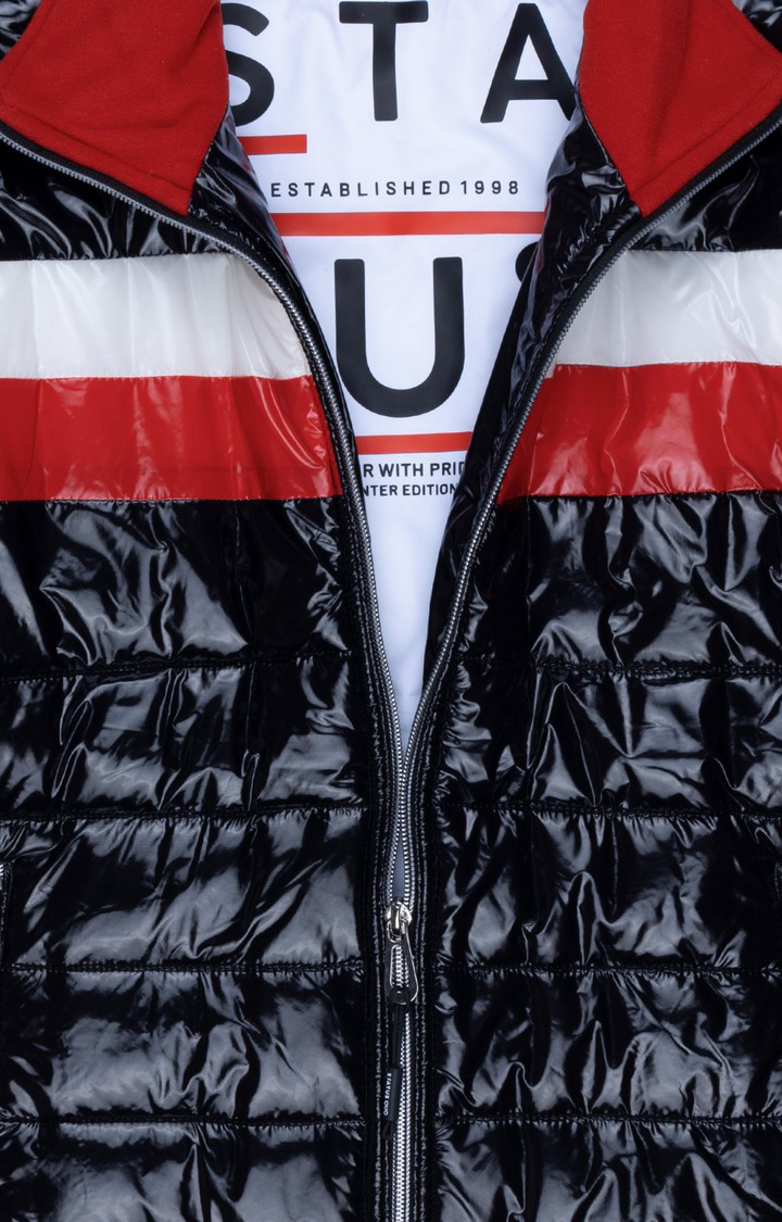 Boy's Black Polyester Colourblock Bomber Jackets