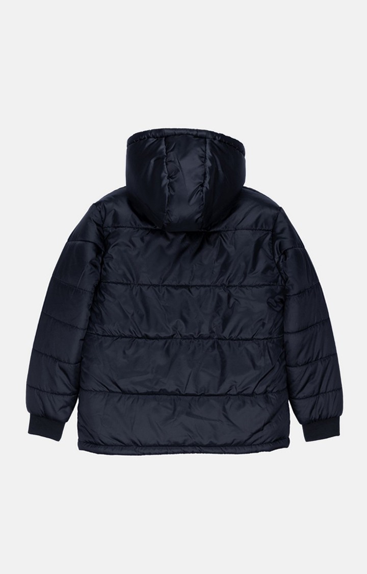 Boy's Black Polyester Solid Bomber Jackets