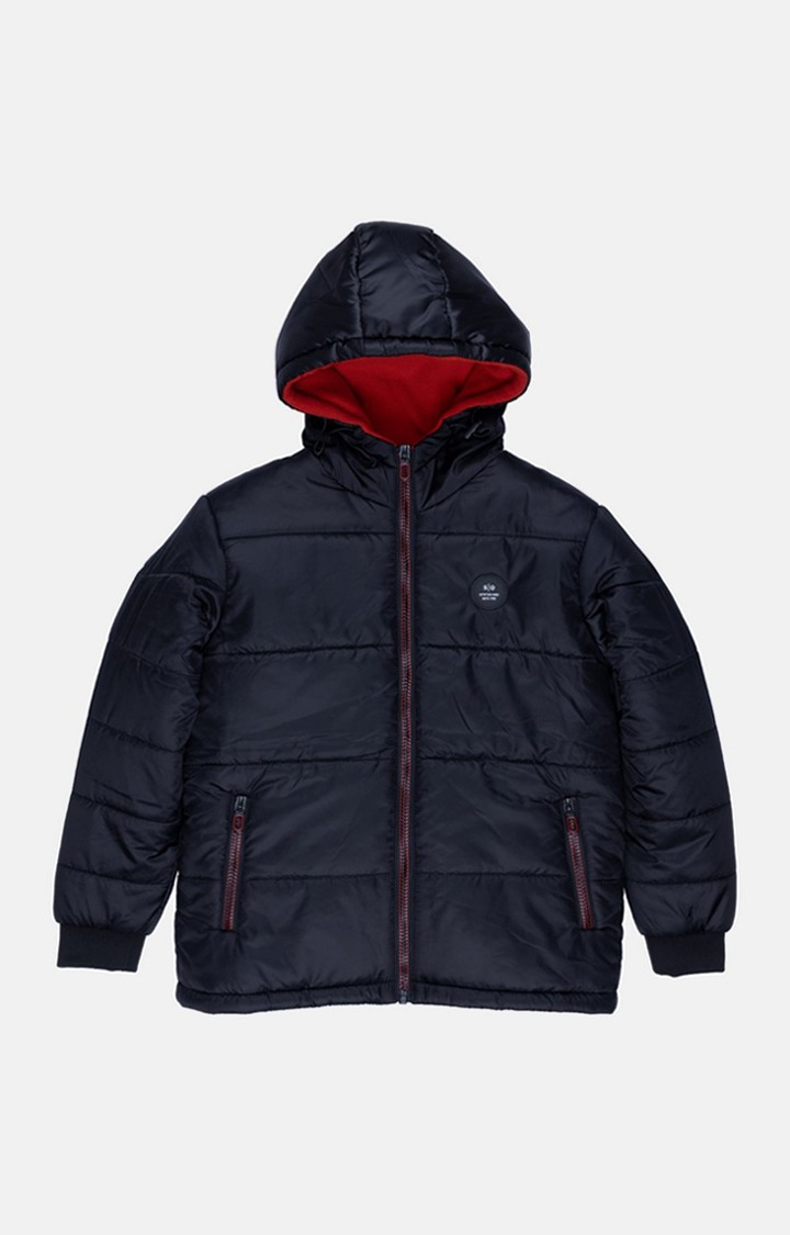 Boy's Black Polyester Solid Bomber Jackets