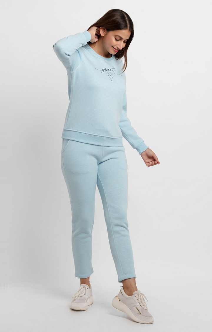 Status Quo | Women's Blue Polyester Solid Sweatshirts 1