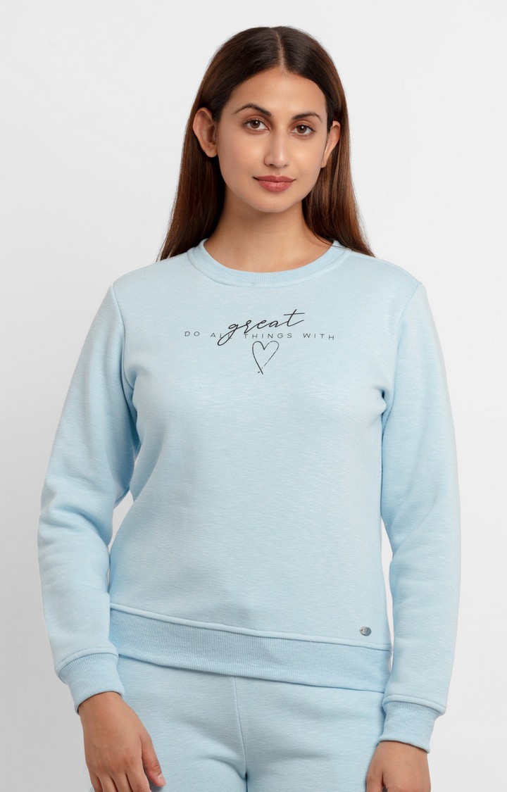 Status Quo | Women's Blue Polyester Solid Sweatshirts 0