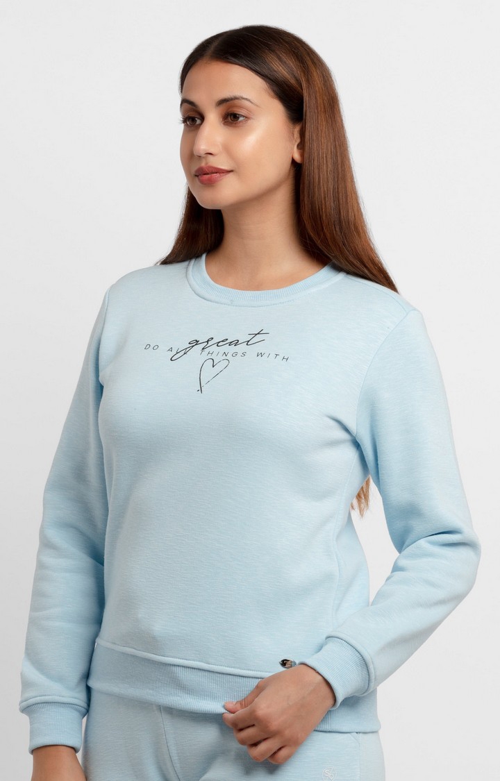 Status Quo | Women's Blue Polyester Solid Sweatshirts 2