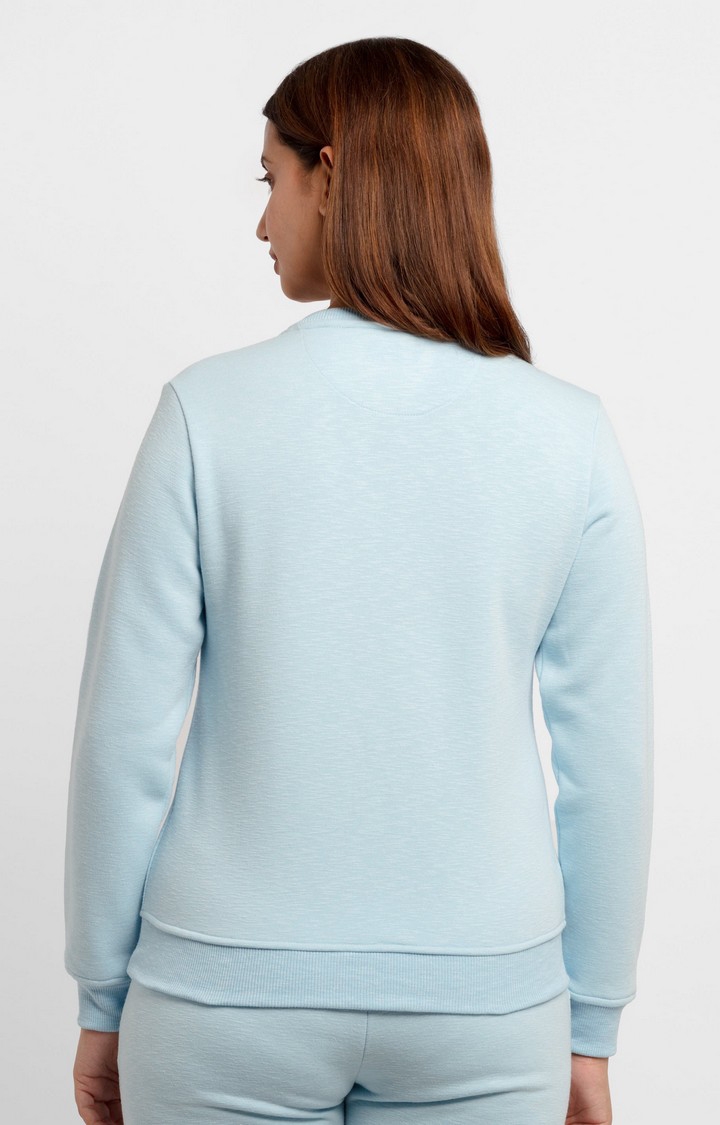 Status Quo | Women's Blue Polyester Solid Sweatshirts 3