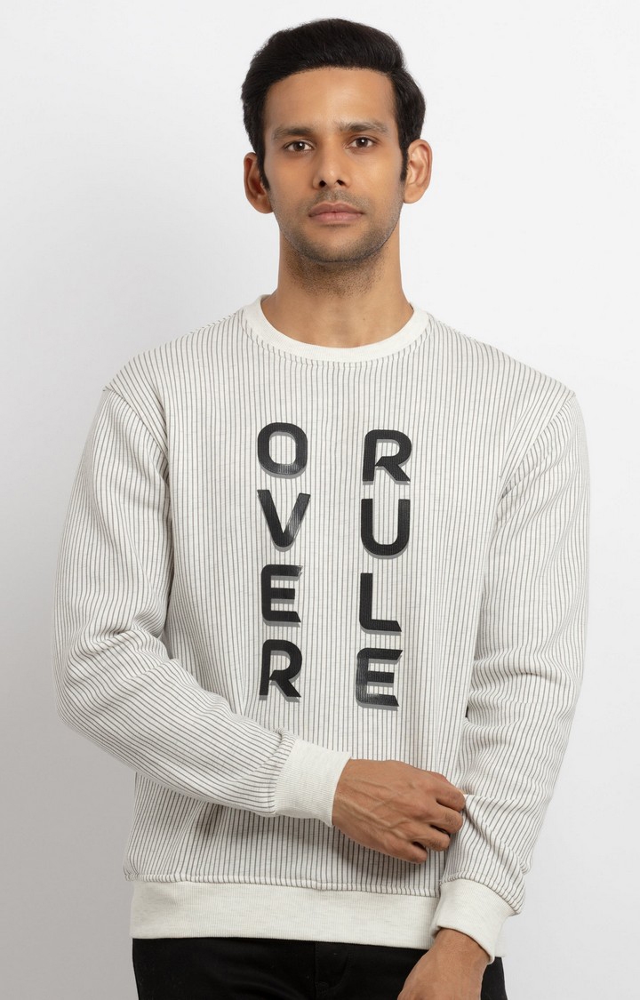 Status Quo | Men's Grey Polycotton Striped Sweatshirts 0