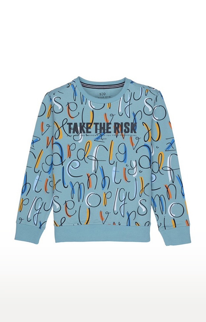 Status Quo | Boy's Green Cotton Printed Sweatshirts 0