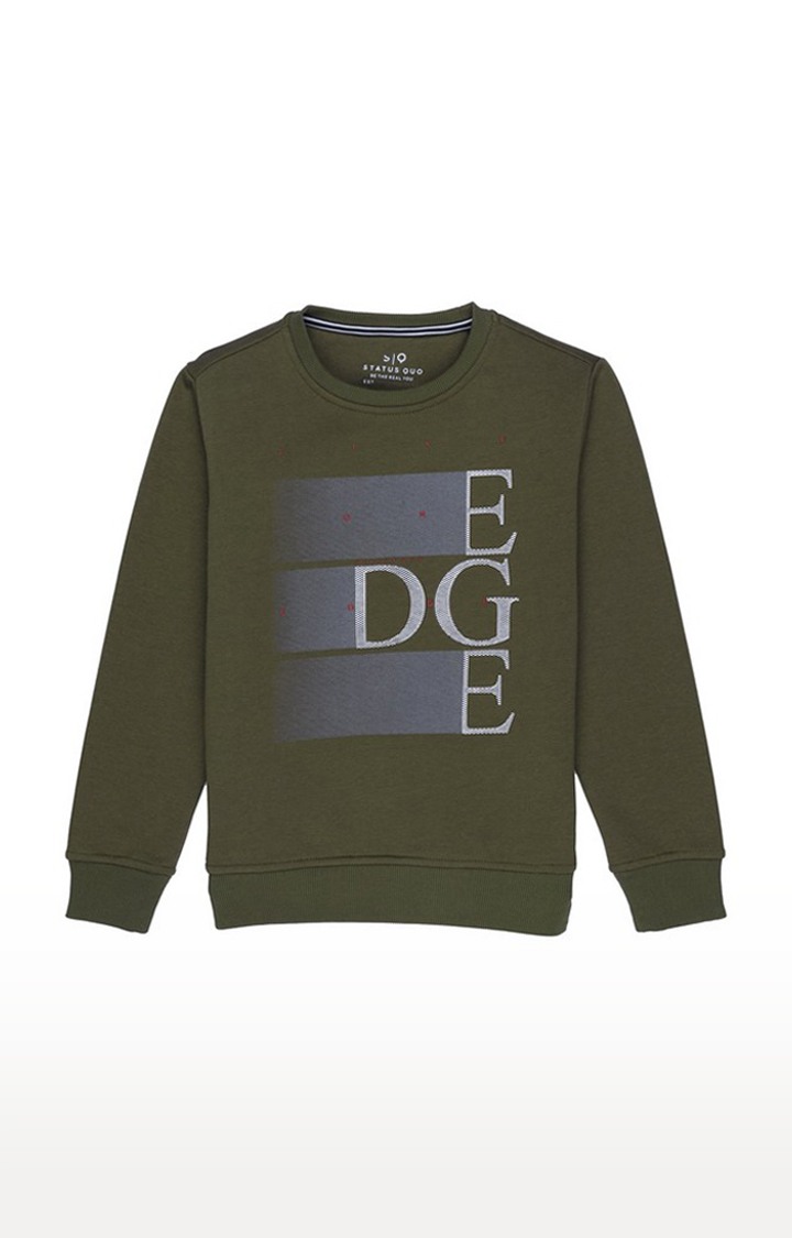 Boy's Green Cotton Printed Sweatshirts