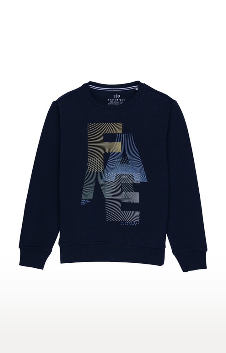 Boy's Blue Cotton Printed Sweatshirts
