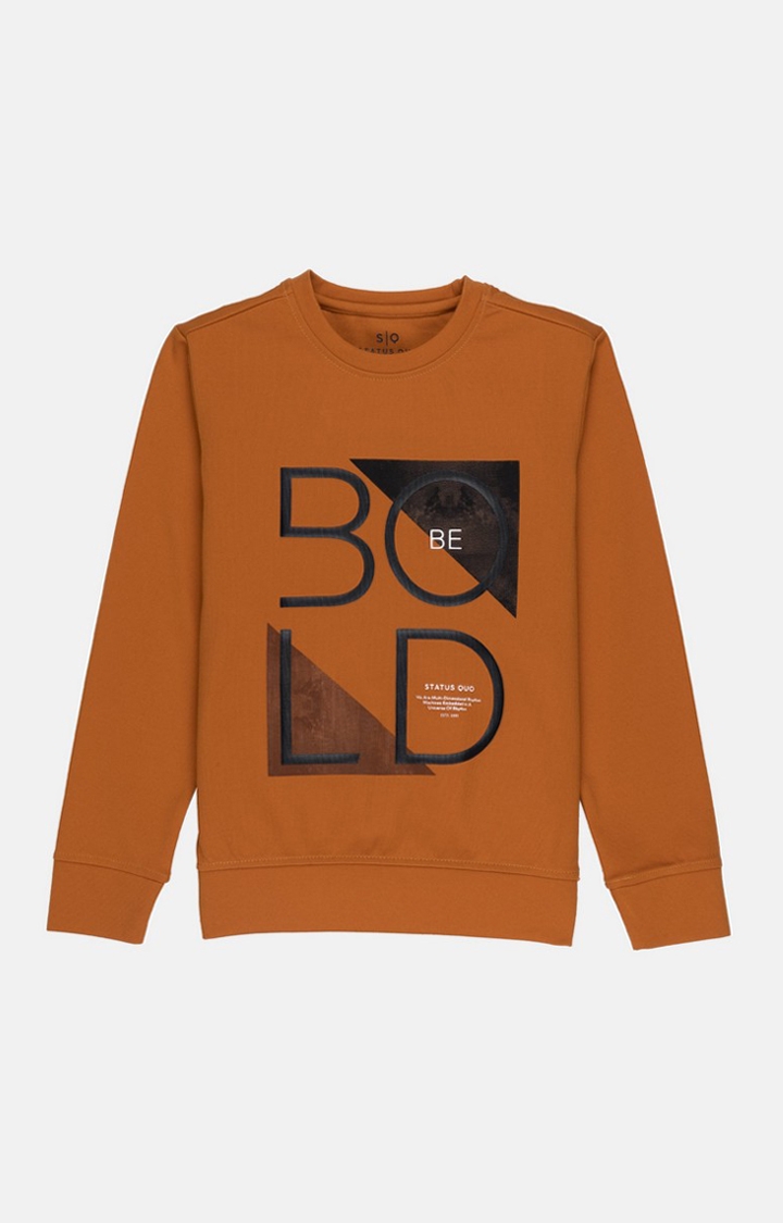 Status Quo | Boy's Orange Nylon Solid Sweatshirts 0
