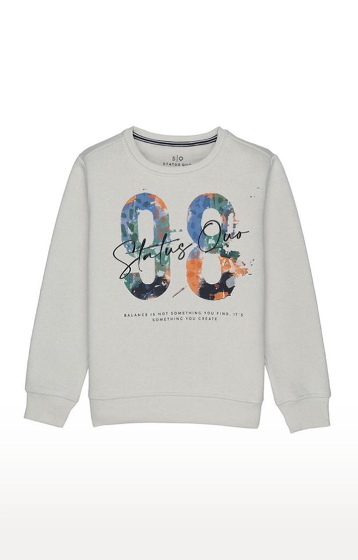 Status Quo | Boy's Beige Cotton Printed Sweatshirts 0