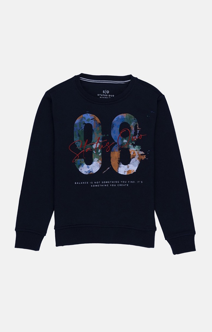 Boy's Blue Cotton Printed Sweatshirts