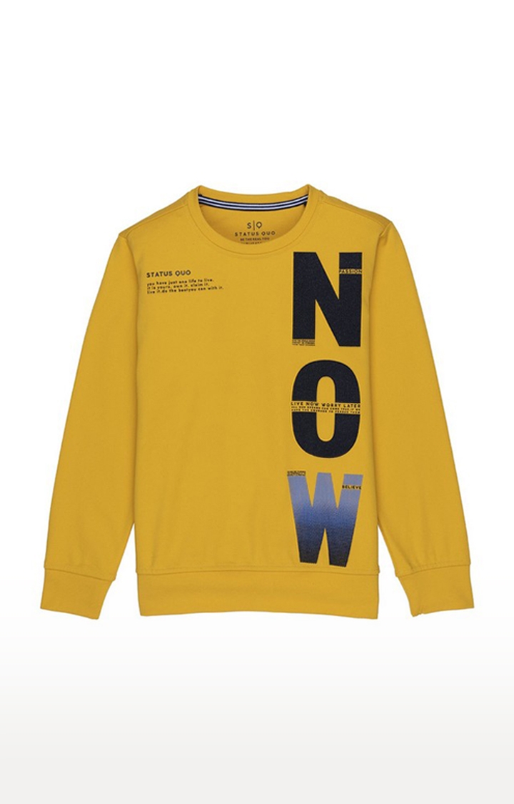 Status Quo | Boy's Yellow Viscose Solid Sweatshirts 0