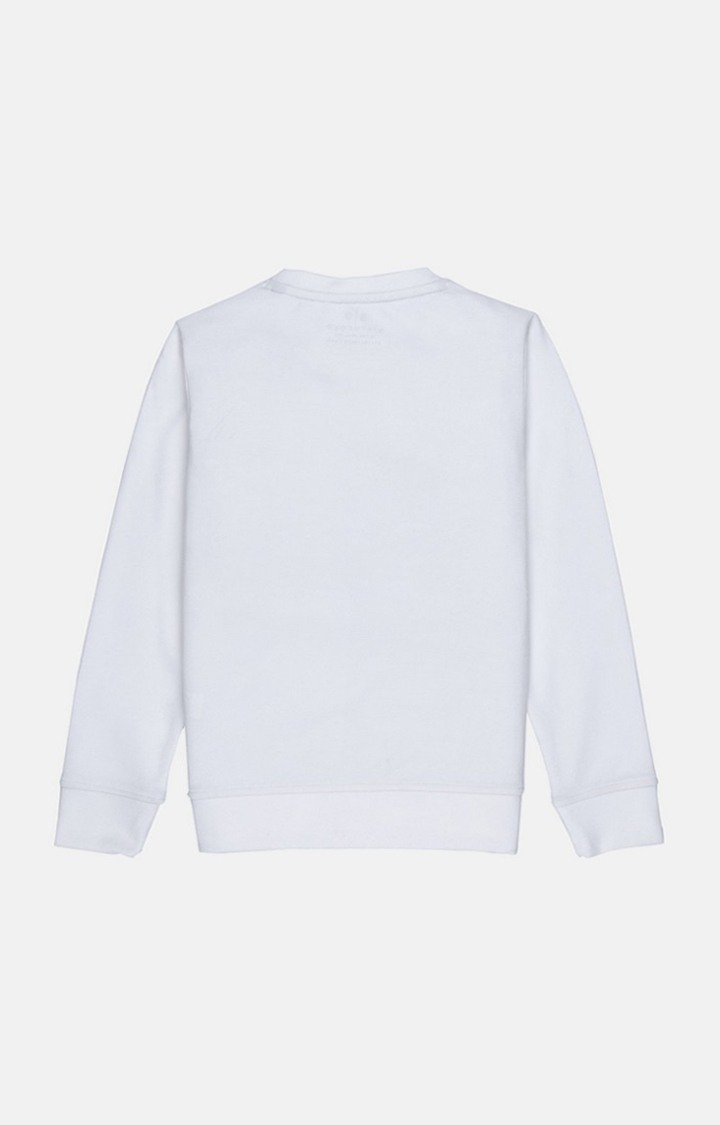 Boy's White Nylon Solid Sweatshirts
