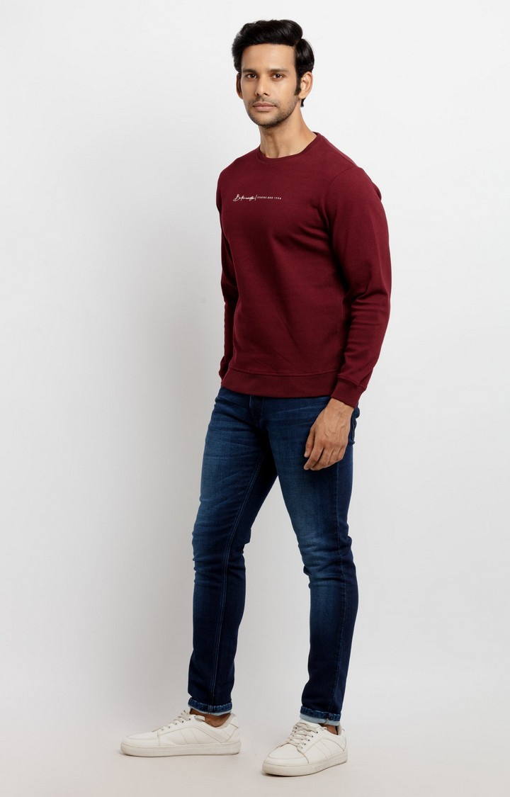 Status Quo | Men's Red Cotton Solid Sweatshirts 1