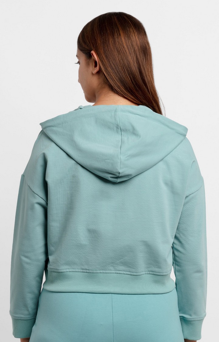 Women's Blue Cotton Solid Sweatshirts