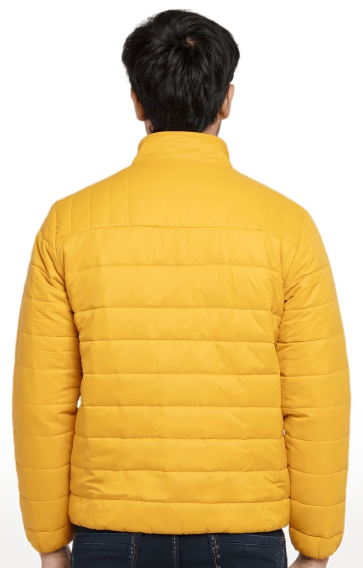 Status Quo | Men's Yellow Polyester Quilted Bomber Jackets 2