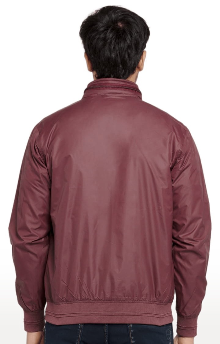 Men's Red Polyester Solid Windcheater